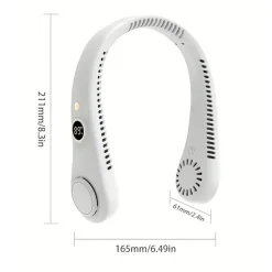 VENTILATORE DA COLLO PORTATILE DISPLAY 5 LIVELLI VELOCITÀ RICARICABILE USB SPORT