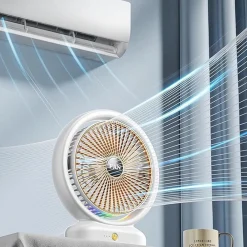 VENTILATORE DA TAVOLO USB RICARICABILE CON CIRCOLATORE D'ARIA A LUCE COLORATA 3 VELOCITÀ