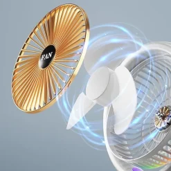 VENTILATORE DA TAVOLO USB RICARICABILE CON CIRCOLATORE D'ARIA A LUCE COLORATA 3 VELOCITÀ