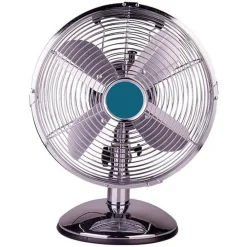 VENTILATORE DA TAVOLO VINTAGE SILVER 40W CON 4 PALE IN ALLUMINIO CAVO 1,8MT 6506012