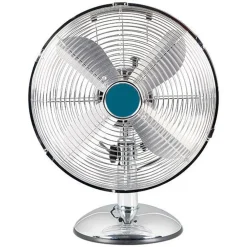 VENTILATORE DA TAVOLO VINTAGE CROMO 45W CON 4 PALE IN ALLUMINIO CAVO 1,8MT 6506005