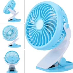 VENTILATORE ORIENTABILE A 4 PALE STAND CON PINZA A CLIP ROTAZIONE A 360 GRADI