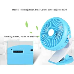 VENTILATORE ORIENTABILE A 4 PALE STAND CON PINZA A CLIP ROTAZIONE A 360 GRADI