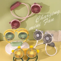 VENTILATORE PORTATILE DA APPENDERE AL COLLO 2 VELOCITÀ USB RICARICABILE PER SPORT VIAGGI