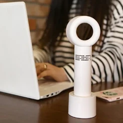VENTILATORE PORTATILE RICARICABILE USB SENZA PALE VENTOLE UFFICIO CASA AUTO