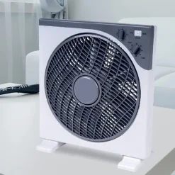 VENTILATORE QUADRATO BOX FAN 45 WATT 30 CM CON TIMER BIANCO GRIGIO 5 PALE 5340054