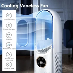 VENTILATORE TAVOLO UMIDIFICAZIONE USB PORTATILE MULTIFUNZIONALE 6 VELOCITÀ BIANCO