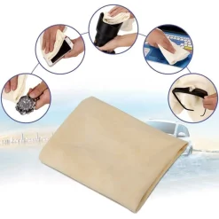 VERA PELLE DI DAINO PANNO SCAMOSCIATO 33X48 CM VETRO VETRI AUTO ASCIUGA