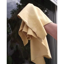 VERA PELLE DI DAINO PANNO SCAMOSCIATO 33X48 CM VETRO VETRI AUTO ASCIUGA