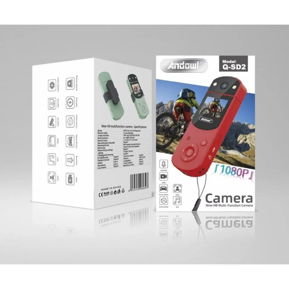 VIDEOCAMERA PORTATILE Q-SD2 MINI ACTION CAMERA HD CLIP VESTITI RUOTABILE 1080P