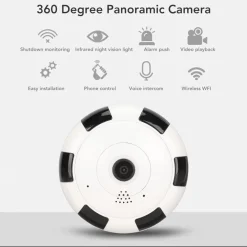 VIDEOCAMERA V380S IP SORVEGLIANZA PANORAMICA VR CAM 360° WIFI TELECAMERA
