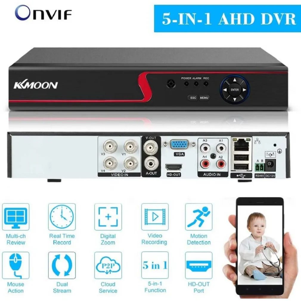 VIDEOREGISTRATORE CCTV DVR 4CH 1080P IBRIDO AHD/ONVIF IP/ANALOGICO/TVI/CVI/DVR