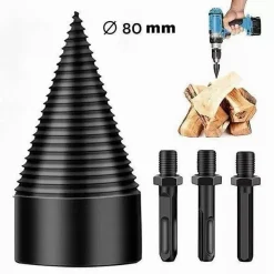 VITE CONICA SPACCALEGNA 80MM FRESA LEGNO PUNTA PER TRAPANO CON 3 ATTACCHI 07519