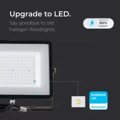 V-TAC FARO FARETTO LED SMD 10W 20W 30W 50W 100W SLIM DA ESTERNO IP65 COLORE NERO