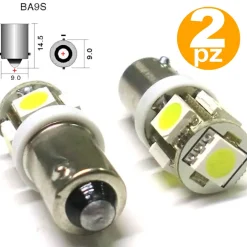 2X LAMPADINA LED AUTO BULB BA9S T4W 5005 5 SMD 5050 12V LUCE POSIZIONE ABITACOLO