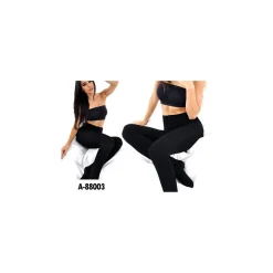 3x LEGGINGS / COLLANT A-88003 DONNA FELPATI TERMICI ELEGANTI 3PZ. COLORE NERO