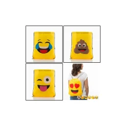 ZAINO A SACCA CON CORDE EMOTICON MODELLO CASUALE FACCINE ASSORTITE ZAINETTO BAG