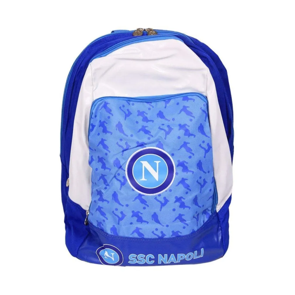 ZAINO AMERICANO SSC NAPOLI IN TESSUTO PER SCUOLA TEMPO LIBERO BIANCO E AZZURRO