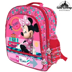 ZAINO MINNIE 4 CERNIERE STAMPA PLASTIFICATA SCUOLA BAMBINE ELEMENTARI 41 CM