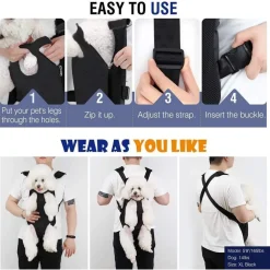 ZAINO PER ANIMALI DOMESTICI TRASPIRANTE CANI REGOLABILE PORTATILE RETE TG.M NERO