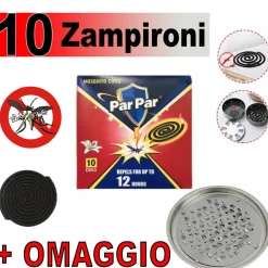 ZAMPIRONI PROFUMATI SPIRALI INCENSO REPELLENTE ANTIZANZARE INSETTI + VASCHETTA