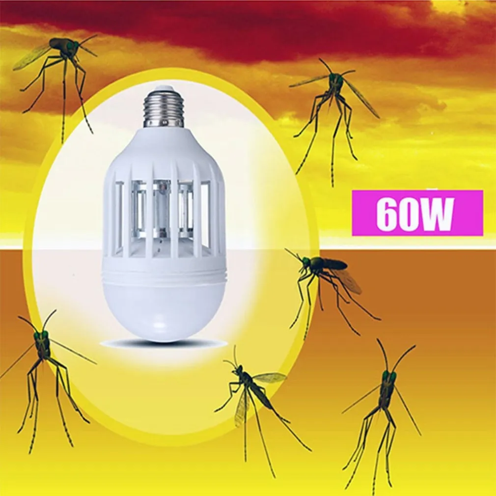 ZANZARA KILLER LAMPADINA LED E27 BULBO CON LUCE BLU ATTIRA E FULMINA ZANZARE