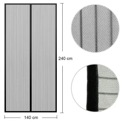 ZANZARIERA MAGNETICA PER PORTE 140 X 240 CM UNIVERSALE NERA TENDA ZANZARIERA