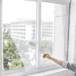 ZANZARIERA PER FINESTRA TENDA ADESIVA TELO ANTI ZANZARE INSETTI BIANCA 150X150CM