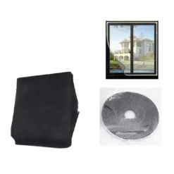 ZANZARIERA UNIVERSALE FINESTRA NERA ADESIVA CON NASTRO IN VELCRO 150X220CM 12921