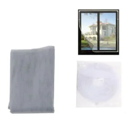 ZANZARIERA UNIVERSALE FINESTRA GRIGIA ADESIVA CON NASTRO VELCRO 150X220 CM 12922