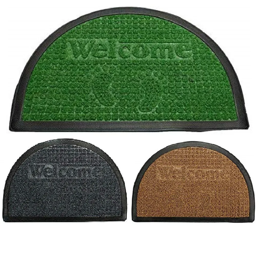 ZERBINO TAPPETO IN GOMMA MEZZA LUNA SCRITTA WELCOME 60X40CM ANTISCIVOLO INGRESSO